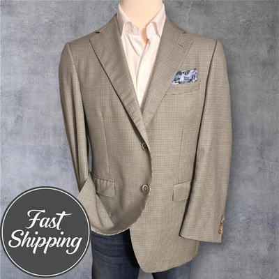 SAMUELSOHN Men’s Blazer 42R SUPER 130*S Wool Sport Coat Two Button Jacket Beige - Image 1 of 4