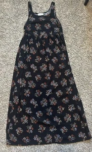 Caren Desiree Company CDC Maxi Dress Vtg Size 4 Black Floral Cottagecore - Picture 1 of 5
