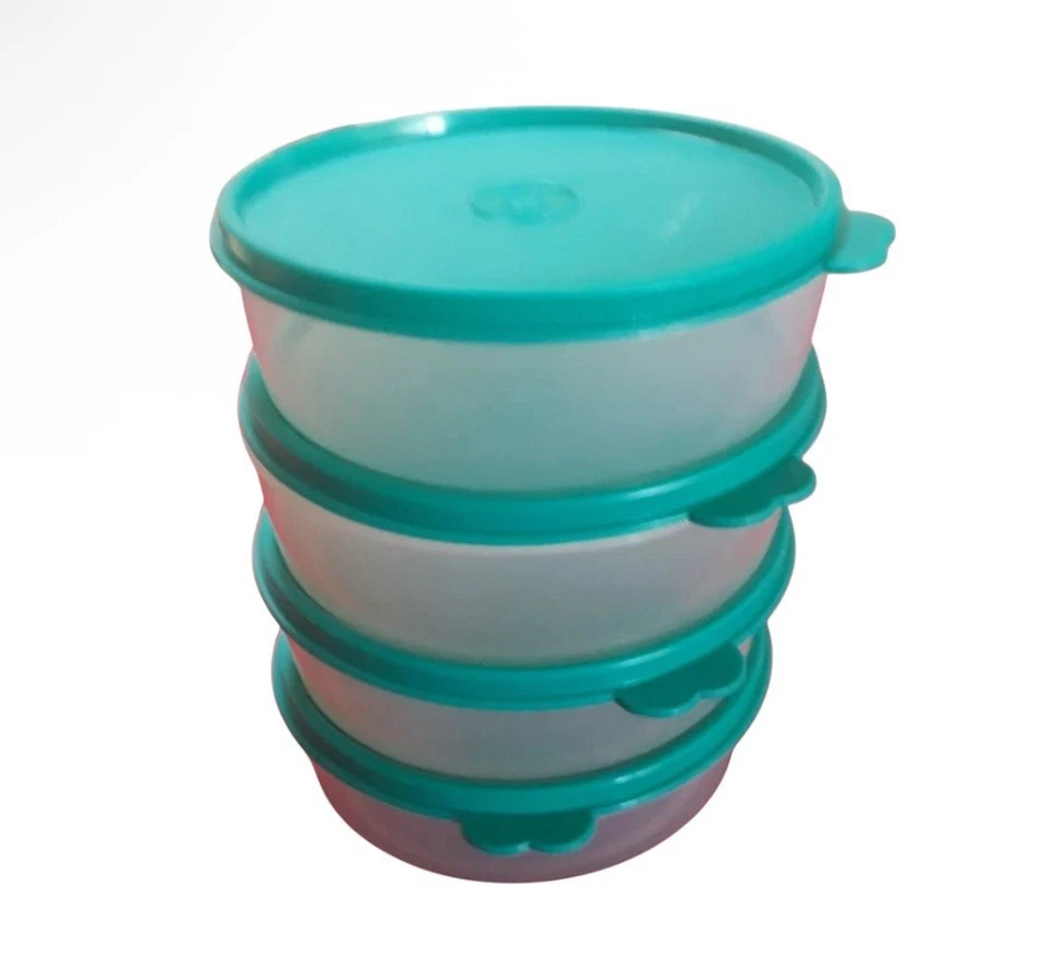 Tupperware 410 ml Cereal Snack Everyday Bowls Set 4 Tapas Verdes Sello a Presión Nuevo *B Foto 1 de 1