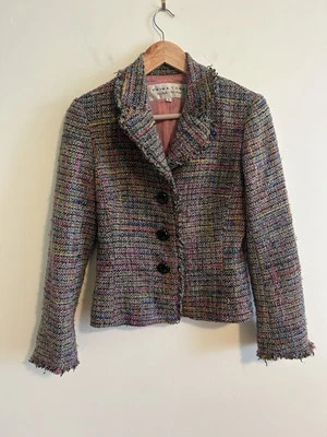 Trina Turk Vintage Wool Blend Tweed Blazer Size 4 Colorful Easter Career - Изображение 1 из 4