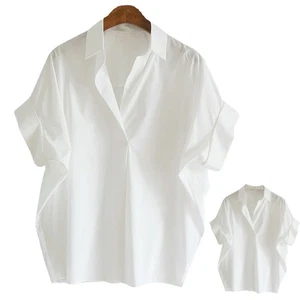 Women Blouses Women Shirts Fashionable Polyester Solid Color Summer Top - Picture 1 of 22