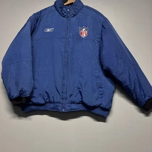 NFL Jacket Mens XL Blue Onfield Puffer Coat Football Reebok Quilted Nylon Winter - Picture 1 of 14