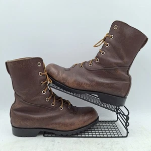 Vintage 80s Japanese Combat Boots Nippon Shoe Leather Military Size 7 UK - Picture 1 of 9