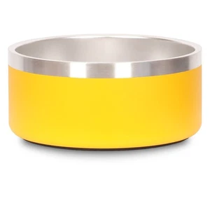 Large Dog Water Bowl Yellow Stainless Steel Dogs Bowls Outdoor Insulated No S... - Picture 1 of 7