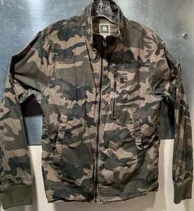 G‑Star Raw Recroft Overshirt Jacket L Rip Stop Cotton Camo Full‑Zip Long Sleeve - Picture 1 of 23