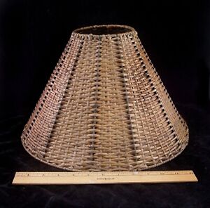 VINTAGE NATURAL RATTAN WICKER LAMP SHADE 12 INCHES DIAMETER BY 10 INCHES TALL