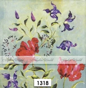 (1318) DOS servilletas artesanales artísticas decoupage de papel para almuerzo - FLORES DE TULIPANES de loro - Imagen 1 de 3