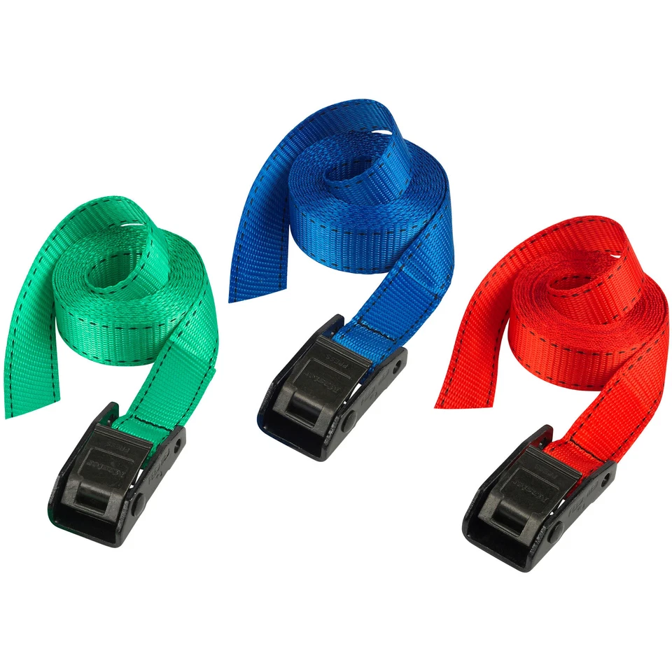 Master Lock 3379EURDATCOL Lashing Strap +Metal Buckle Coloured 5m 150kg Pk 2 - Image 1 of 1