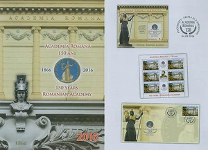 Rumänien 2016 Akademie,Gebäude,Emblem,König,Minerva Mi.7058,TAB,KB,Block 662,FDC - Imagen 1 de 14