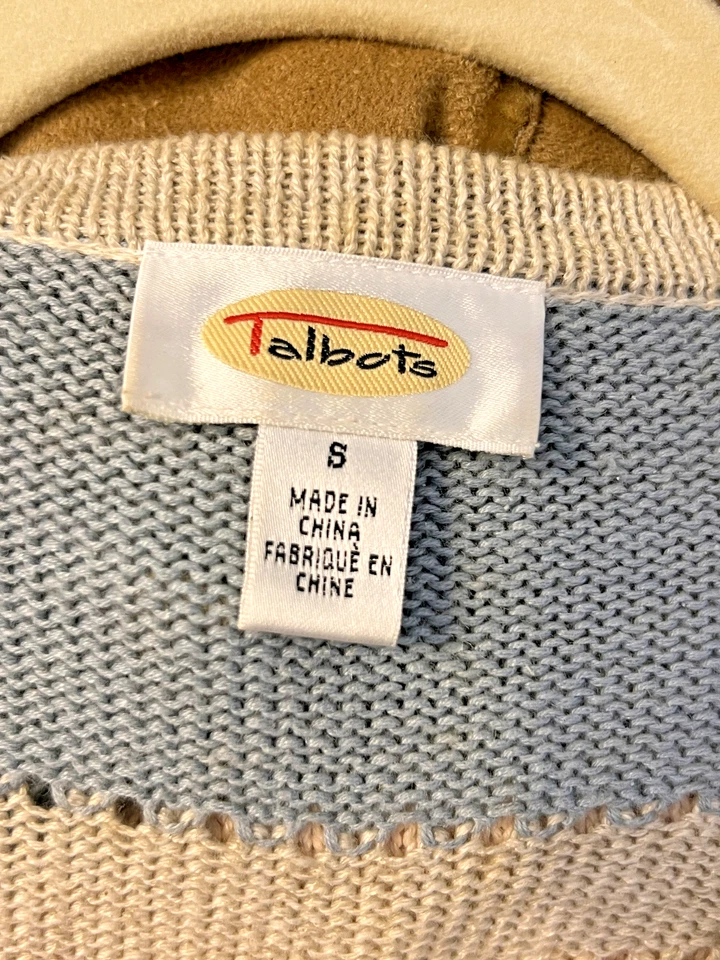 Talbots Embroidery Tapestry Sweater Cardigan Small Flowers Y2K Nerdy Cottagecore - Image 1 of 4