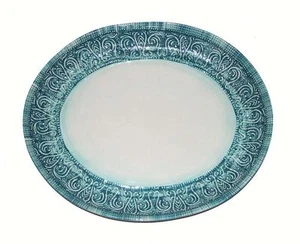 Tabletops Glry Castleware Maison Versailles Turq Heavy Melamine 16" Platter NWT - Picture 1 of 1