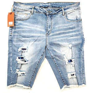 Premium Crysp Men's Shorts Stone Wash Design Rips Distressed Denim Jeans Shorts - Picture 1 of 7