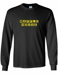 WAFFLE HOUSE Vintage logo FUNNY Cool Food Yellow Black Long Sleeve T-shirt - Picture 1 of 3