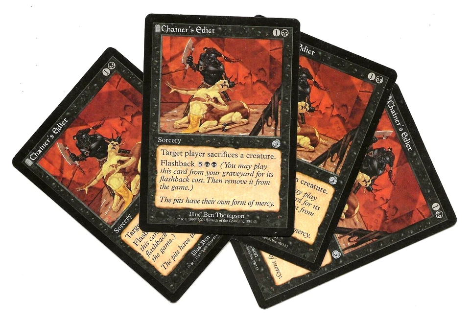 4 CHAINER'S EDICT Torment Magic ESPAÑOL VG / LP  Edicto de Cadenero MTG x4 - Imagen 1 de 1