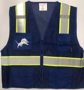DETROIT LIONS ROYAL BLUE REFLECTIVE SAFETY VEST - Picture 1 of 2