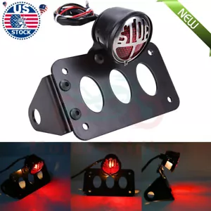 Motorcycle Tail Brake Light License Plate Bracket Side Mount For Harley Chopper - Picture 1 of 12