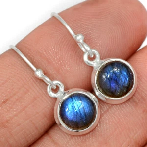 Natural Labradorite - Madagascar 925 Sterling Silver Earrings Jewelry CE32984 - Picture 1 of 1
