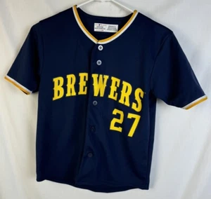 Milwaukee Brewers Jersey Willy Adames #27 MLB Baseball Boys M 8/10 - Picture 1 of 5