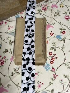 Fabric Remnant Patchwork Sewing Craft Material Football Soccer Black White 64x5c - Picture 1 of 1