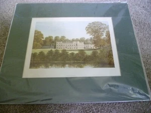 AN ANTIQUE HAND COLOURED LITHOGRAPH PRINT 'UGBROOKE HOUSE' SEAT OF LORD CLIFFORD - Picture 1 of 5