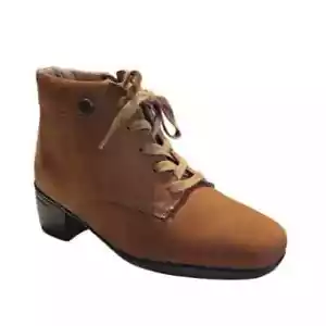 NEW bussola Women Porter Pavia Nubuck Leather Cognac Lace Zip Up Ankle Bootie - Picture 1 of 8