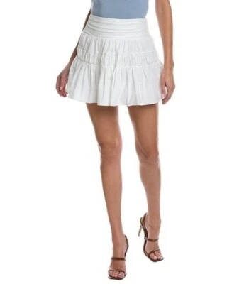 NOVA Saia Plissada Ramy Brook Kimmy Branca Smocked Tamanho Pequeno P MSRP $265 - Imagem 1 de 4