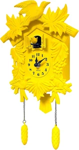 Chiming Classic Yellow Cuckoo Wall Clock Hanging Bird Clock Home Decor Christmas - Picture 1 of 7