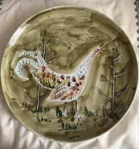 Vtg Ed Langbein Plate Rooster Chicken Cock 10.5” Hanging Wall Decor Hand Painted - Picture 1 of 3