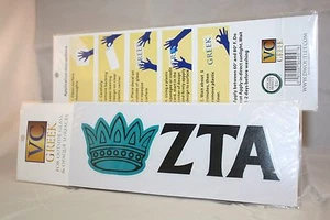 Zeta Tau Alpha Sticker of Letters & Crown Mascot for Outside Glass, Car, tablet - Picture 1 of 3