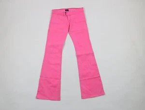 NOS Vtg Y2K Von Dutch Womens 27 Spell Out Wide Leg Flared Stretch Jeans Pink USA - Picture 1 of 11