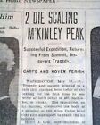 DENALI Mount McKinley Lindley-Liek Expedition BOTH PEAKS 1st Time 1932 Newspaper