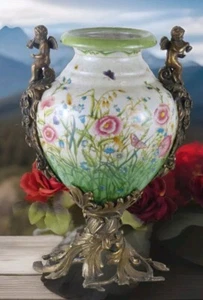 Porzellanvase Engel Prunkgefäß Porzellan Pokal Bronze Vase Amphore Craquele Neu - Bild 1 von 7