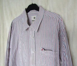 Vintage Timberland Blue Red White Stripe Cotton Long Sleeve Shirt XXL - Picture 1 of 9