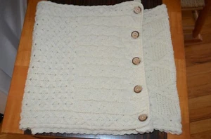 Carraig Donn Celtic Ivory 100% Merino Wool Cable Snood 32" Scarf Made In Ireland - Picture 1 of 8