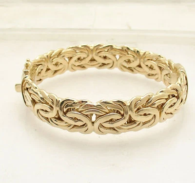 Brazalete Brazalete Bizantino Ovalado Brillante Audaz Tamaño Grande Oro Amarillo 14K QVC Foto 1 de 4