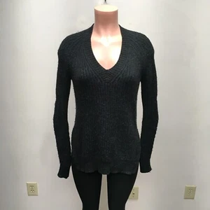 All Saints Black Long Sleeve Wool Alpaca Blend Knit V-Neck Pullover Sweater XS - Picture 1 of 8