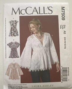 McCall's Sewing Pattern M7509 Loose Fit V Top Laura Ashley Size 6-14 UNCUT - Picture 1 of 9