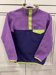 Patagonia Synchilla Kids Fleece Pullover Purple & Green Size L (12) EUC - Picture 1 of 7