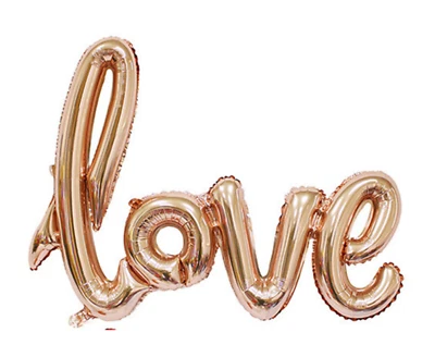 Wedding Hens Party Bachelorette Rose Pink Foil LOVE Letter Balloon Decoration - Image 1 of 4
