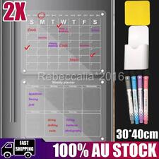 2PCS Magnetic Acrylic Fridge Calendar Monthly Planner & Weekly Planner Board A3