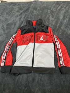 Jordan Track Jacket Boys Medium 6 Size 5-6 Jump Man Full Zip Red Black - Picture 1 of 8