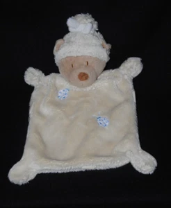 Doudou plat ours NICOTOY beige coccinelles bleues brodées bonnet TTBE - Picture 1 of 1
