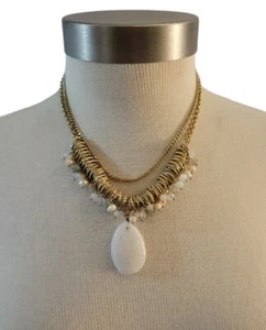 Simply Noelle Statement Halskette Naturstein Quarz goldfarben - Bild 1 von 5