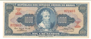 Banknote 1000 Cruzeiros 1961 Brazil C054 - P-173a Serial 1519 n.072465 - Picture 1 of 2