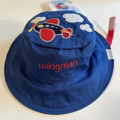 Flapjacks Baby Plane Train Reversible Swimming Fishing Sun Hat Small 6-24 Months - Image 1 of 4