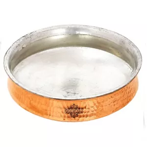 Copper Lagan Handi with Tin Lining, Hammered Cookware for Biryani Rice 3 Litres - Picture 1 of 3