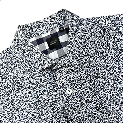 Black Saks Fifth Avenue Button Up Long Sleeve Shirt Men L Blue Floral - Image 1 of 4