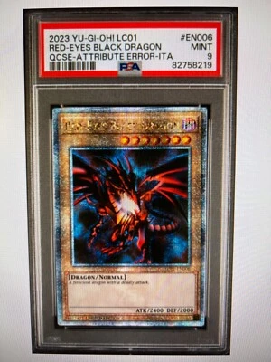 PSA 9 Red-Eyes Black Dragon Quarter Century Rare  25Th YuGiOh LC01-EN006 Error - Image 1 of 2