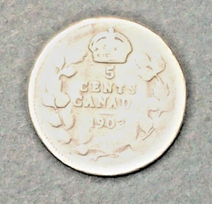 CANADA  ( 1 ) COIN  5 CENTS 1903   FINE  0.9250 SILVER - Picture 1 of 2