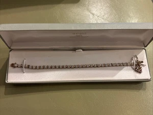 18 Karat Gold über Sterlingsilber Rubin Herz & Diamant Tennisarmband 7,25 Zoll verpackt - Bild 1 von 9